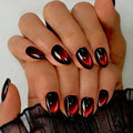Cat Eye Press on Nails Short, Chrome Press on Nails Oval, Thick Glazed Dark Wine Red Fake Nails Press ons for Women Party Prom, Reusable Magnet Glitter Glue On Nails Almond in 15 Sizes, 30 Pcs