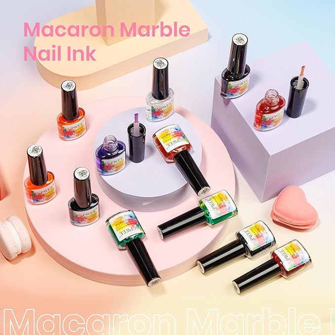 Alcohol Ink for Nails, 12 Colors Marble ink for nails Spring Summer, Marble Nail Art, Quick-Drying Nail Ink for Salon Home DIY 7ml(0.25fl oz)