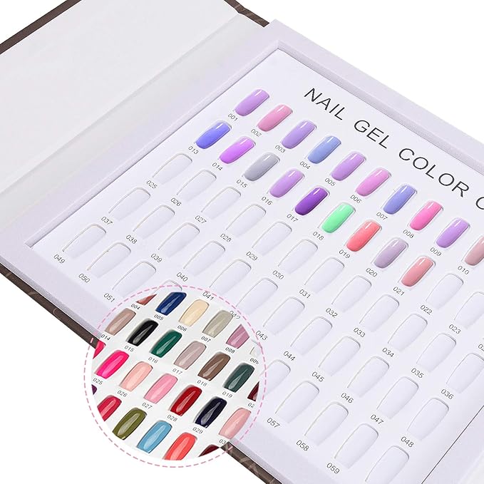 Noverlife 120 Nail Colors Display Book with 120 False Nail Tips, Nail Gel Polish Display Chart, Nail Art Samples Color Swatches Cardboard Nail Design Showcase for Manicure Salon Studio