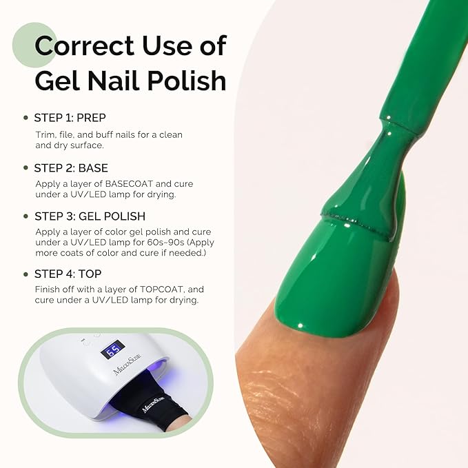 MelodySusie Hema Free Gel Nail Polish, 0.5 Fl Oz Thick Fresh Green Gel Polish, Non Toxic, Long Lasting, Soak Off UV Nail Polish, Manicure Nail Design Salon DIY Nail Art at Home 347