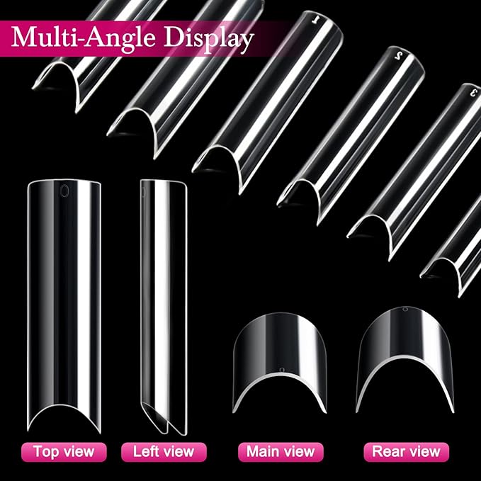 Ranrose 120PCS Extra Long Nail Tips,XXL Super Long Half Cover Deep C Curve False Nails 12 Sizes Tapered Square Press on Nails with Box