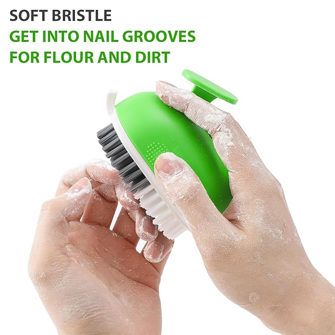 Nail Brush for Cleaning Fingernails With Stiff Soft Bristle, Nail Art Tools Design for Cleaner Hand Foot Toe Under Finger Nails Polish Clean Up Brushes Scrubber for Kids Men Women, 1 Pcs, Green
