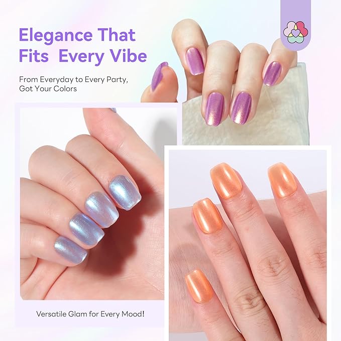 SAVILAND Nail Polish Set: Quick Dry Nail Polish 12-Free Colors Glitter Nails Polish Mermaid Pearl Top Coat Polish for Women Girls Clean Nails Nail Art DIY Home Gift