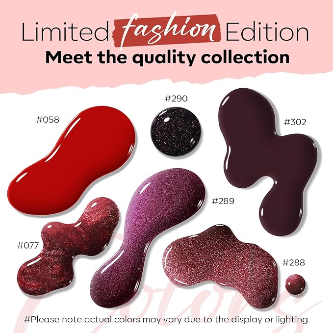 modelones Nail Polish Set 6 Colors, Dark Red Valentines Cat Eye Burgundy Glitter Quick Dry Mini Nail Lacquer Kit Magnetic Maroon Purple Cherry DIY Home Nail Art Manicure Gifts for Women Girls