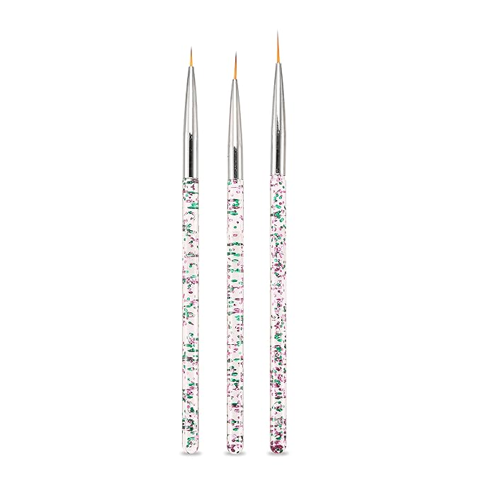 LWBTOSEE 5Pcs Acrylic Nail Drawing Pen Nail Art Dotting Pen Acrylic Drawing Liner Flower Brush Rhinestone Crystal UV Gel Painting Manicure Tool?Silver?