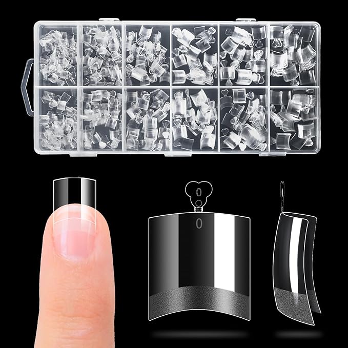 Buqikma French Press On Nails Tips with Handle, 600PCS Half Matte Soft Gel Tip, Fake Nail Tips for Full Cover Nail Extension Home DIY Professional Salon Use (Square Box with Nails Tip)
