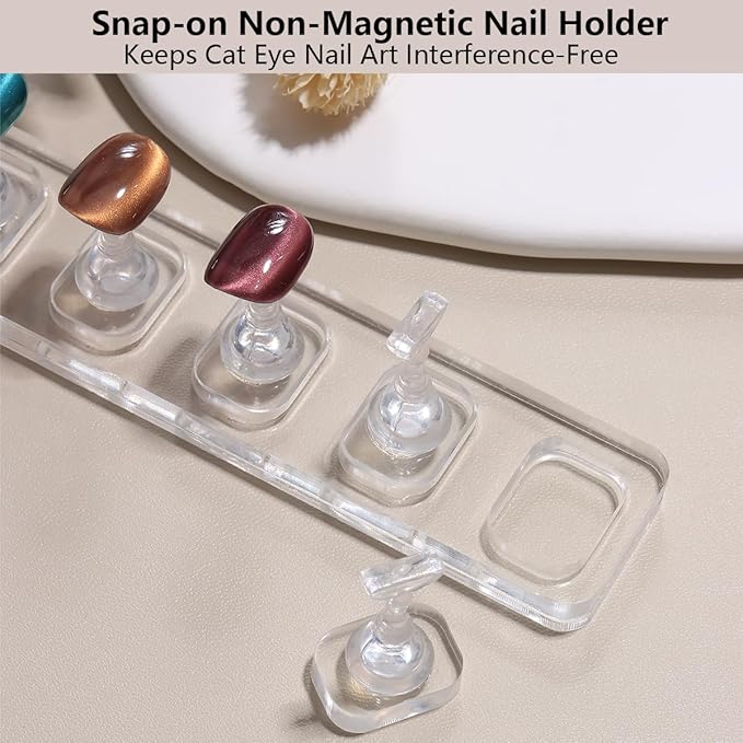 Nail Stand for Press On Nails Art Display Practice 2 Sets, Acrylic Stand Holder for Practice Tips with 200pcs Clear Reusable Adhesive, Beginner Nails Arts Kit Accessories DIY Tool at Home