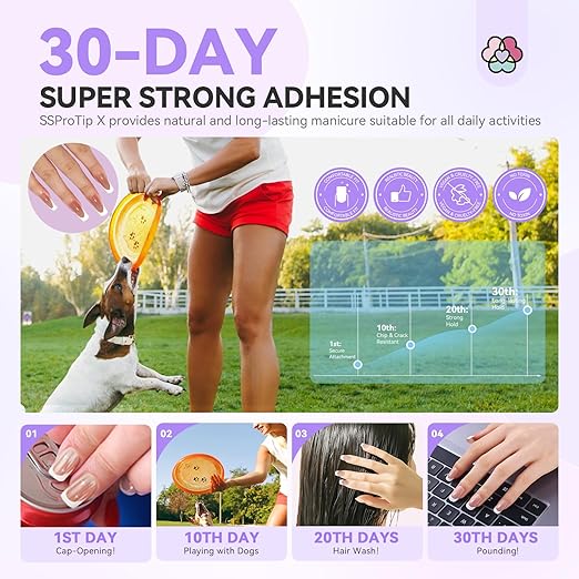 SAVILAND Press On Nails for Women: Long Square 160PCS Natural Acrylic Press On Nails Nude French Tip Nails Sturdy & Long-lasting Press on Nails Soft Gel Nail Tips for Extension DIY Nail Art