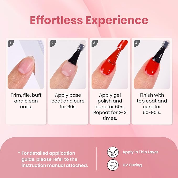 Beetle Nude Pink Gel Polish Set - 6 Colors Light Pink Nude gel polish Spring Colors Soak Off Nail Art Manicure Salon Uv Led DIY at Home Vanilla Cloud Collection
