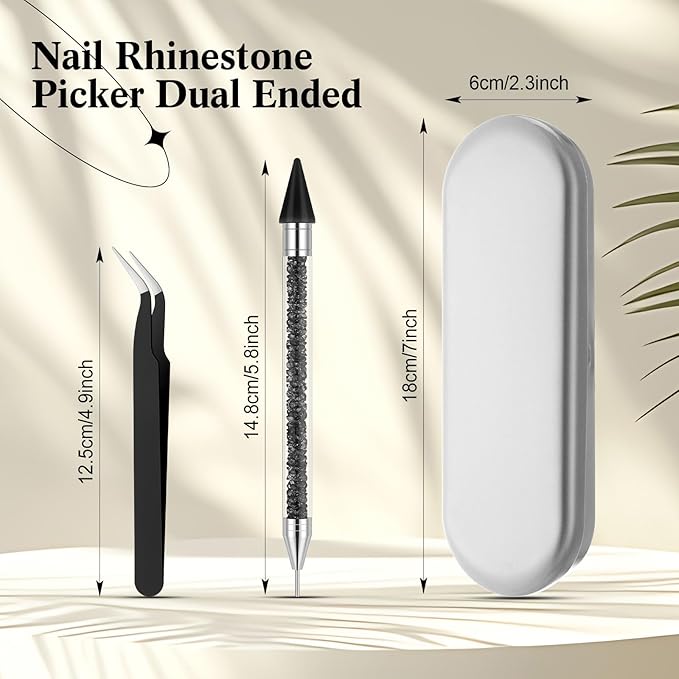 Tatuo Rhinestone Picker Tool Set Wax Pen for Rhinestones Diamond Art Painting Dual Head Dotting Pen with 2 Extra Wax Tips and 1 Nail Art Tweezer for Nail Art DIY Crafts(Black)