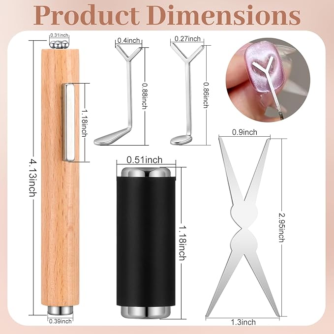 8 Pcs Cat Eye Magnet Set, Multi-Function Cat Eye Nail Magnet Tool Scissor-shaped Nail Magnet Tool for French Tip Home Salon Studio DIY