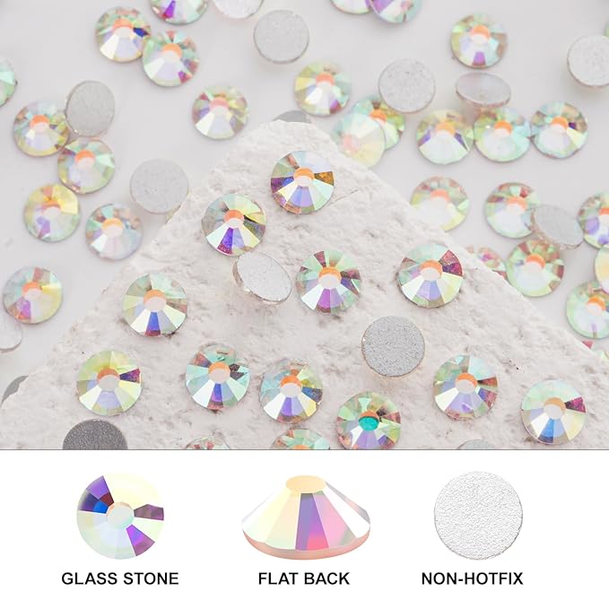 Novani 3000 Pieces Flatback Rhinestones Glass Round Gems AB Crystals for Nail Art DIY Crafts Clothes Shoes,SS20,4.6-4.8mm