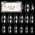 Makartt Short Almond Soft Gel Nail Tips: 120pcs 3D Diamond-Shaped Fake Nails Extension, 12 Sizes Full Cover Clear Press-On Tip, Natural Rhombus Lattice, Suit for Chrome Nail Powder