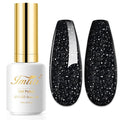 Imtiti 1 Pcs 0.5 Fl Oz Black Glitter Gel Polish Soak Off LED U V Nail Gel Polish DIY Nail Art Starter Manicure Salon Gel Nail Polish Kit for Women Girls