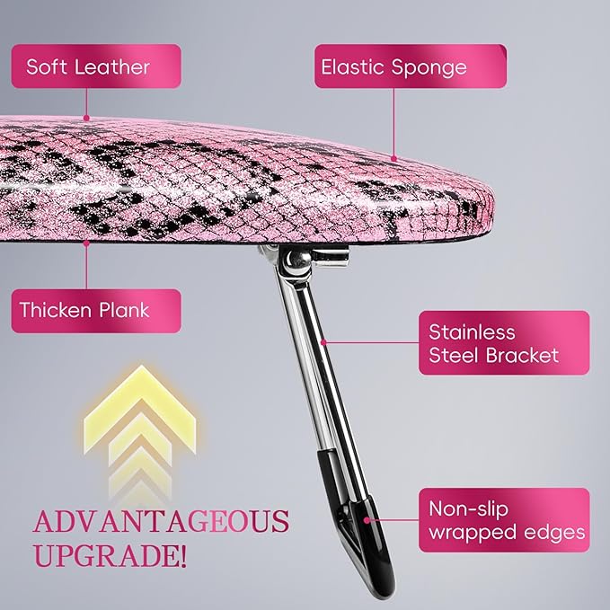 krofaue Nail Arm Rest - Professional Nail Hand Rest Stand Foldable PU Leather High-Density Sponge Nail Arm Rest for Nail Tech with Non-Slip Stable Reduces Hand Fatigue Fit for Manicure Salon Use Pink