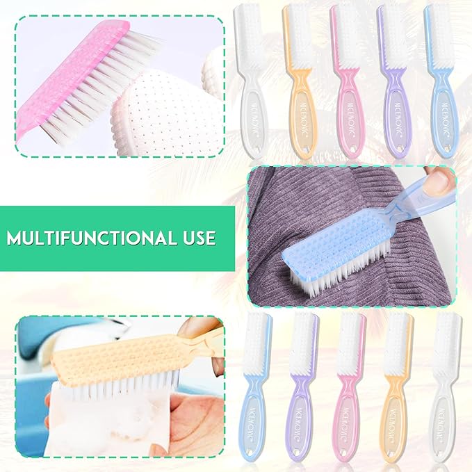NICEMOVIC 20 Pcs Nail Brush for Cleaning Fingernails, Handle Grip Nail Scrubber Brush, Hand Fingernail Cleaner Brush Manicure Tools Scrub Cleaning Brushes, Use for Toe and Nail Cleaning (Clear)