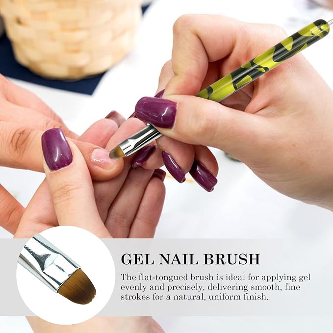 2pcs French Tip Brush 2-Way French Brush Nail Clean Up Brush Tip Tool Gel Nail Art Brush Professional Manicure Too for Professional Manicure Nails Art Design
