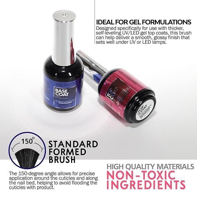 GELPARTY Gel Top Coat & Base Coat Set 2x15ml – No Wipe, HEMA-Free, Long-Lasting UV/LED Soak-Off Gel Nail Polish Kit, High Gloss Shine, Strong Adhesion, Chip-Resistant, Salon & DIY Manicure Essentials