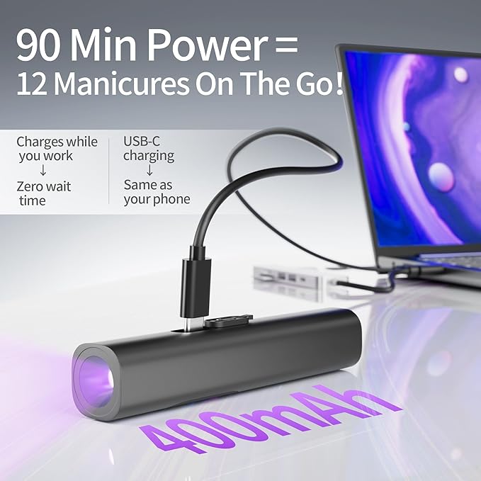 Handheld UV Light for Gel Nails, Rechargeable Mini Nail Lamp with LCD Display, Portable Cordless Nail Dryer for Home DIY Manicure Art