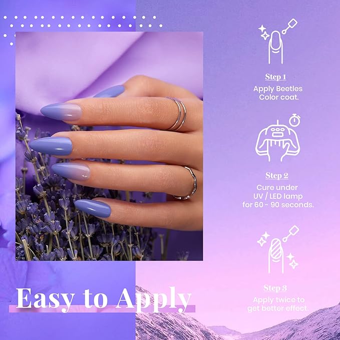 Beetles Purple Gel Polish - 1pc 15ml Periwinkle Pale Soft Purple Gel Spring Colors Soak Off Uv Lamp Nail Art Manicure Salon Design DIY Home Gift for Women Girls