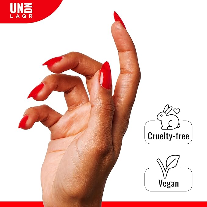 UNDN Vegan Nail Polish - Roulette - Jelly Bright Red Nail Polish for Women and Men - Long Lasting, Durable Finish - Cruelty Free - 0.5 oz