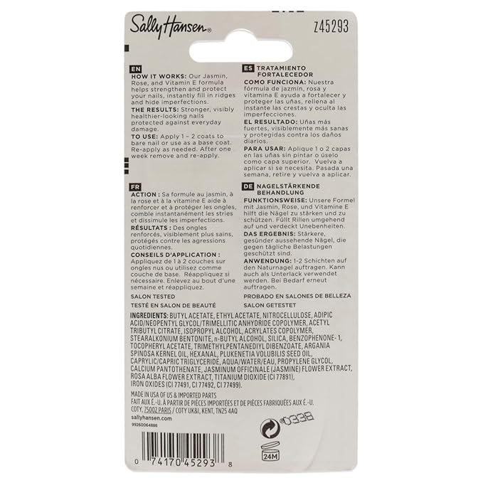 Sally Hansen Nail Treatment Nail Rehab™ Strengthener | Fortified with Jasmine, Rose & Vitamin E | Strengthens, Protects & Restores Damaged Nails