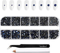 Beadsland Rhinestones for Makeup,8 sizes 2500pcs Navy Blue Flatback Rhinestones Eye Gems for Nails Crafts with Tweezers and Wax Pencil,Montana,SS4-SS30