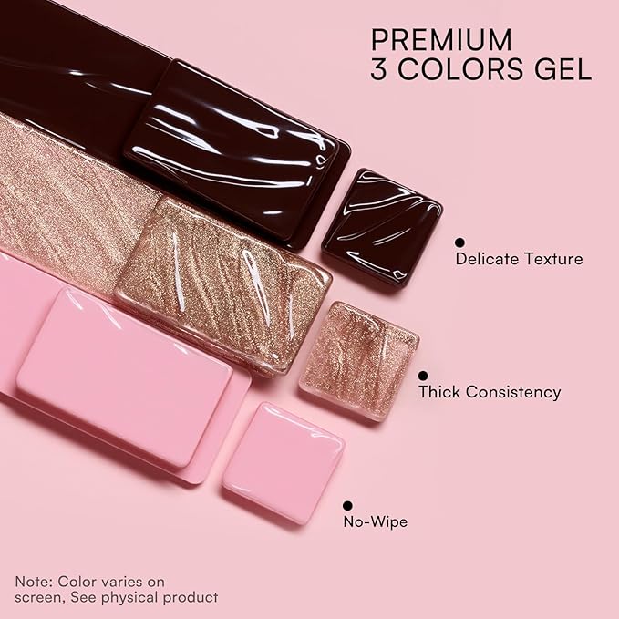 Makartt 5-in-1 Nail Art Gel: ColorPot 3 Colors Gel Nail Polish No Wipe with Nail Stamp for Stamping, French Tips, Ombre Patting, Painting & Sculpting with Silicone Head for DIY Home Salon Use