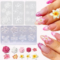 4pcs Silicone Nail Molds Small Flower Mould 3D Gel Nail Art Carving Templates Spring Summer Floral Manicure Tools