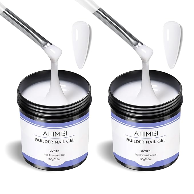 AIJIMEI 300g/10oz White Hard Gel for Nails High-capacity Hard Nail Builder Nail Strengthen Gel Nails Art Extension Kit Salon Home Use
