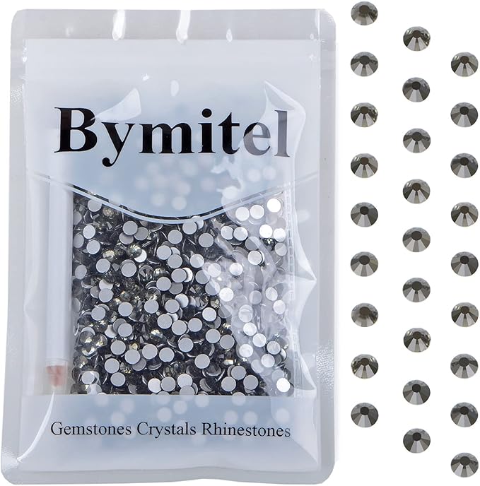 1440PCS Art Nail Rhinestones Non Hotfix Glue Fix Round Crystals Glass Flatback for DIY Jewelry Making with one Picking Pen (ss20 1440pcs, Black Diamond)