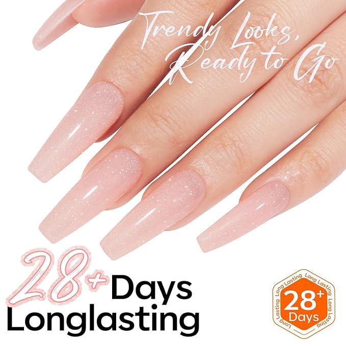 modelones Pink Gel Polish Pastel Pink Glitter Gel Nail Polish Soak-Off UV Gel Polish - 28+ Days Long-Lasting Salon-Quality Nail Art DIY Manicure & Gift 15ML