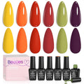 Beetles Spring Gel Polish Set, 6 Colors Green Yellow Orange Gel Nail Polish Colors Sunset Leaves Soak Off Nail Art Lamp UV LED Cured Manicure Nail at Home Gifts for Women st patricks day