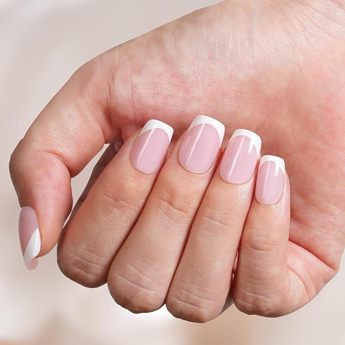 Vansiho French Gel Nail Tips, 150Pcs Short Round Soft Gel Nail Tips Pink, French Tips Press on Nails, Fake Nails for Nail Art DIY 15 Sizes