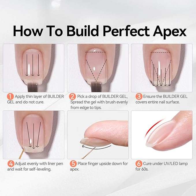 Born Pretty Builder Gel for Nails 15ML,8-in-1 Neutral Nude Cover Hard Gels for Nail Apex Building & Extensions,Translucent Base Gel & Rhinestone Glue in a Bottle,U V/LED Cured for DIY & Salon Use