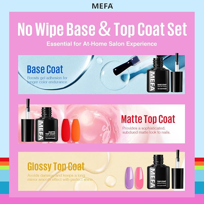 MEFA 35 Pcs Neon Gel Nail Polish Set, 32 Colors Summer Bright Gel Polish Set with Matte/Glossy Base Top Coat Pink Collection Nail Art Manicure DIY Salon Home Decoration Beginners Gifts for Women