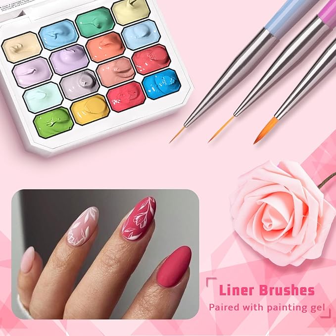 Sponges Pat Gel Nail Polish Palette, 16 Colors Blending Ombre Gel Polish Set Patting Gradient Painting Nails Art, No Wipe, UV/LED Cured, 100Sponges 6Brushes 1Grabber Tools Kit (Set 07)