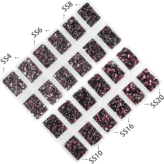 10000 Pieces Rhinestones 6 Sizes Round Crystal Glass Flat Back Rhinestones with 1Tweezers and 1Picking Pen for Nail Art Crafts Clothes Bags DIY (Amethyst)