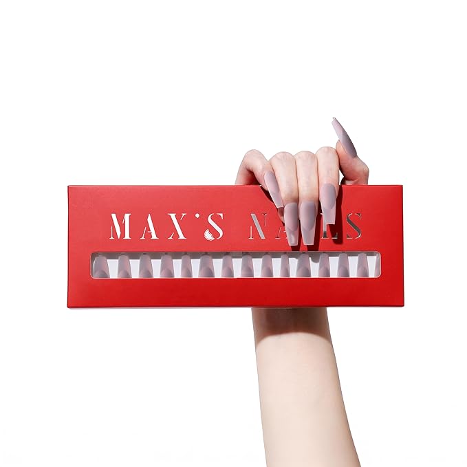Max’s Press-On Nails 2Tone Collection | 32-Piece Nail Kit including both Glue & Adhesive (Textured Matte Pink Lavender)