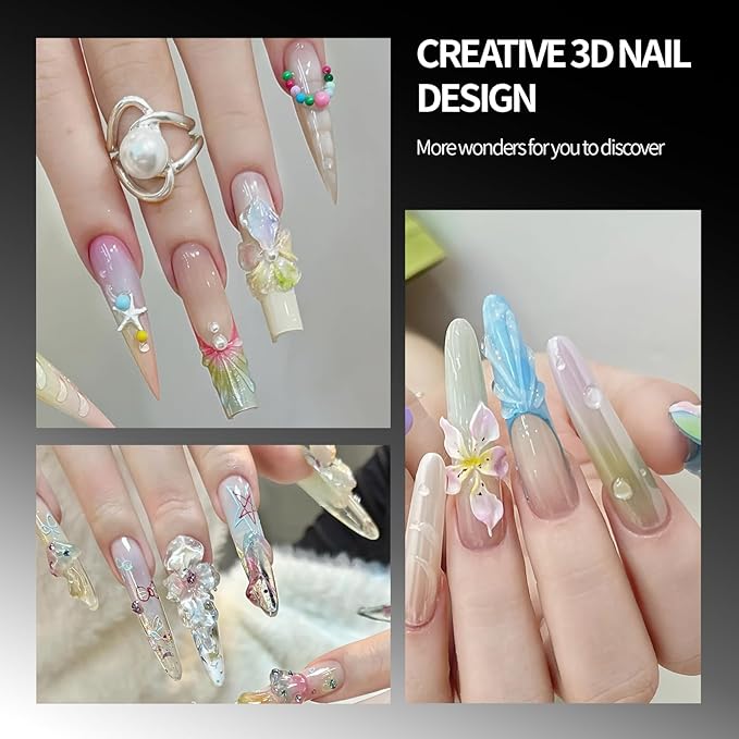 3D Gel Nail Art Kit-Black Solid Builder Gel for Nails 3D Sculpting Carving Building Modeling Hard Extension for Beginner DIY Salon at Home Cured Needed