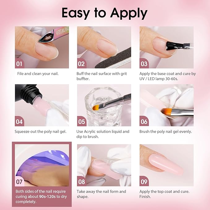 ROSALIND Christmas Poly Nail Gel Set, 8 Colors Mini Clear Neutral Poly Extension Gel Set, Nude Pink Builder Extension Kit for Nail Art Design Easy DIY Gift for Women