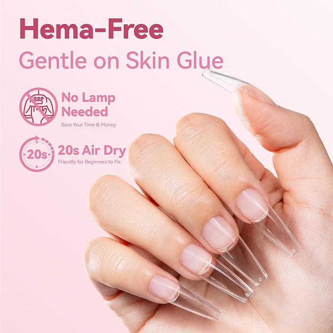 Makartt Hema-Free Semi Solid Nail Glue, New Super Strong Nail Glue for Press On Nails, No UV/Led Lamp Needed, Air-Dry 20s, Fake Tips Adhesion, Upgraded Nail Glues DIY Home Salon Manicure 10ml