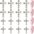 CRASPIRE 40Pcs Cross Nail Charms 3D Y2K 2 Styles Metal Alloy Rhinestone Flat Luxury Nail Gems Set Gothic Vintage Punk Studs Decor for Women Nail Art Crafts DIY Jewelry Christmas Decorations Cellphone