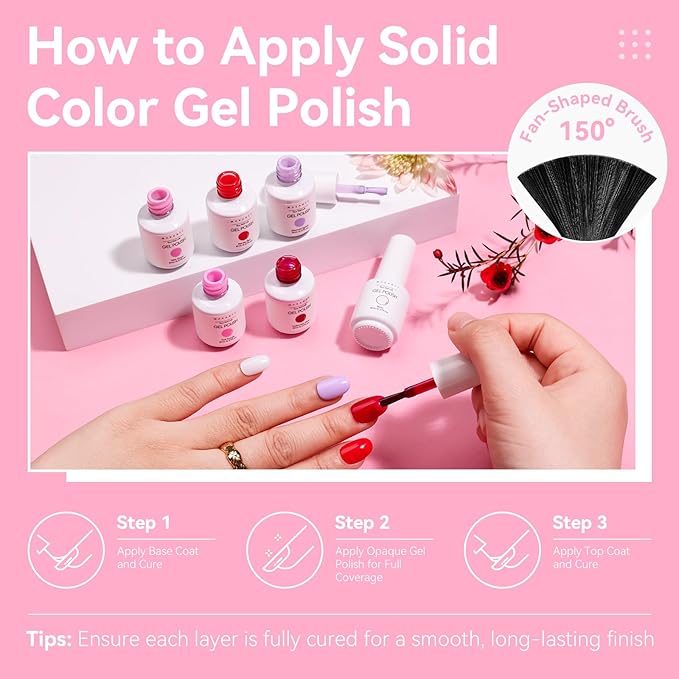 Makartt Gel Nail Polish Set - 6 Colors Pink Gel Polish Kit, White, Light Pink, Red, Purple, 8ML Soak Off UV Nail Starter Kit for DIY Manicure & Salon Nail Art Designs