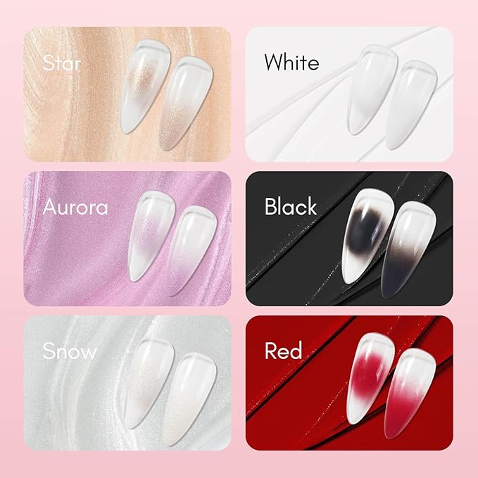 Vettsy 5-in-1 Cushion Ombre Art Gel Set - Classic Colors (White, Red, Black) - HEMA-Free Solid Creamy Gel for Ombre, Nail Art, Full Application & Chrome - No-Wipe, Vegan & Cruelty-Free UV/LED Nail Gel