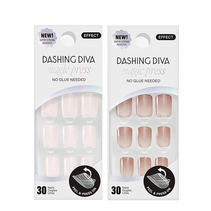 Dashing Diva Magic Press Premium Nail Bundle - Fairytale Collection - Square Shape Press On Nails - Happily Ever After & Tiki Hut - Long Lasting Gel- Lasts Up to 7 Days - 2 Sets
