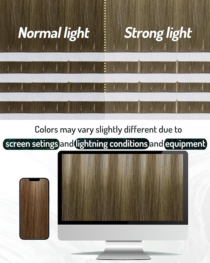 RUNATURE Tape in Hair Extensions Real Human Hair 20 Inch Ombre Tape in Extensions Long Remy Human Hair Tape Ins Balayage Brown Roots to Blonde Hair Extensions Seamless Natural Hair 50g 20pcs