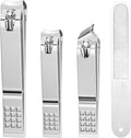 DUCOO Nail Clipper Set, 4 PCS Ultra Sharp Nail Clippers for Men, Women, Adults Toenail Fingernail Clippers, Stainless Steel Nail Cutter & File, Silver