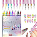 Nail Art Pens Set, Upgrade Nails Art Markers Nail Pens for Girls 0.5mm Quick Dry Graffiti Dotting Point Liner Pens for Home Salon (#B)