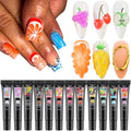 3D Sculpting Gel for Nail Art, 12 Colors Soft Modeling Nail Gels, Embossing Liner Polish, Neon Green Yellow Pink Gel Polish Summer Design, Wire Wave Painting Jelly Gels Manicure Kit